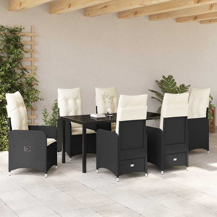 Trädgårdsmöbelset 7 pcs Svart konstrotting