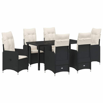 Trädgårdsmöbelset 7 pcs Svart konstrotting