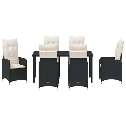 Trädgårdsmöbelset 7 pcs Svart konstrotting