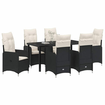 Trädgårdsmöbelset 7 pcs Svart konstrotting