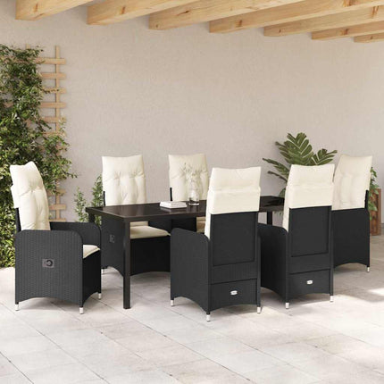 Trädgårdsmöbelset 7 pcs Svart konstrotting
