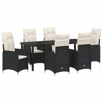 Trädgårdsmöbelset 7 pcs Svart konstrotting