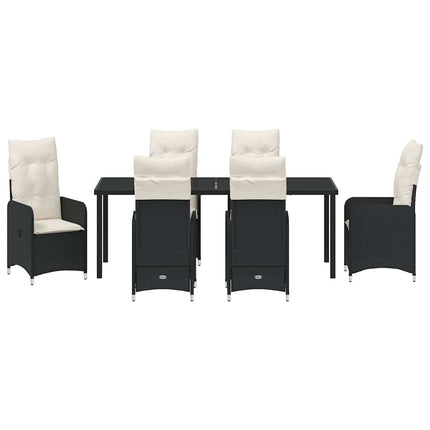 Trädgårdsmöbelset 7 pcs Svart konstrotting