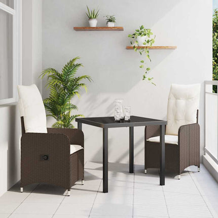 Trädgårdsmöbelset 3 pcs Brun konstrotting
