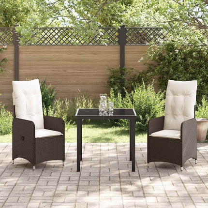 Trädgårdsmöbelset 3 pcs Brun konstrotting