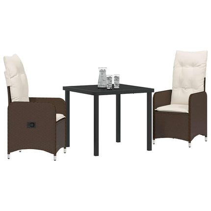 Trädgårdsmöbelset 3 pcs Brun konstrotting