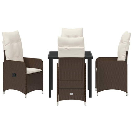 Trädgårdsmöbelset 5 pcs Brun konstrotting
