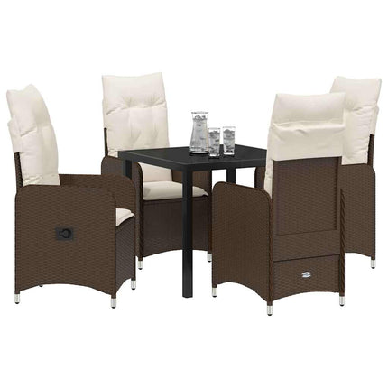 Trädgårdsmöbelset 5 pcs Brun konstrotting