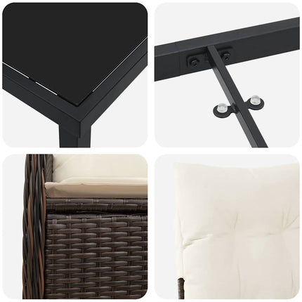 Trädgårdsmöbelset 5 pcs Brun konstrotting