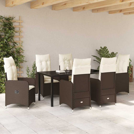 Trädgårdsmöbelset 7 pcs Brun konstrotting