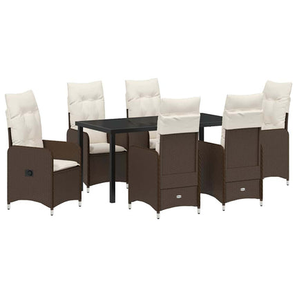 Trädgårdsmöbelset 7 pcs Brun konstrotting