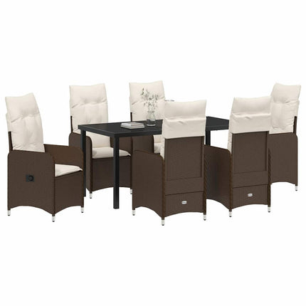 Trädgårdsmöbelset 7 pcs Brun konstrotting