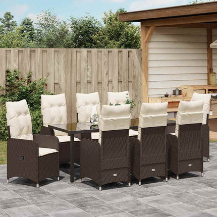 Trädgårdsmöbelset 9 pcs Brun konstrotting