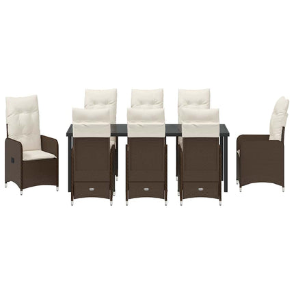 Trädgårdsmöbelset 9 pcs Brun konstrotting