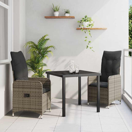Trädgårdsmöbelset 3 pcs Grå konstrotting