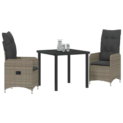 Trädgårdsmöbelset 3 pcs Grå konstrotting