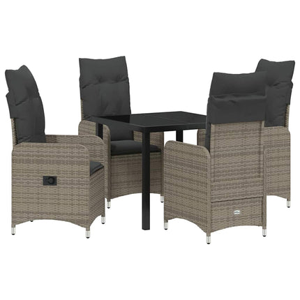 Trädgårdsmöbelset 5 pcs Grå konstrotting