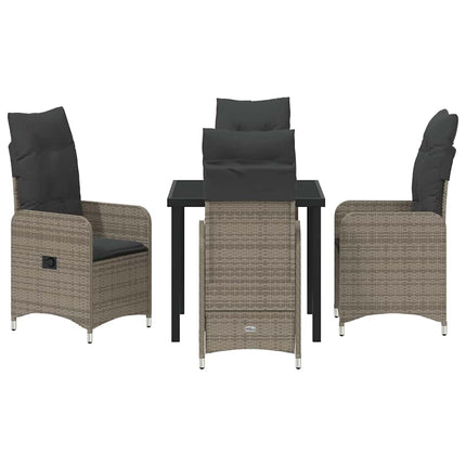 Trädgårdsmöbelset 5 pcs Grå konstrotting