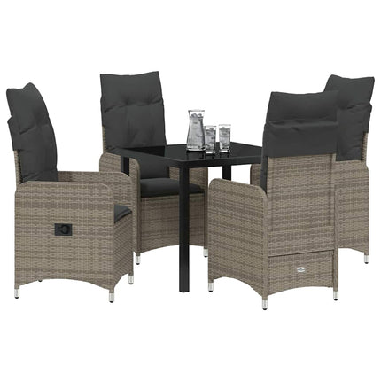 Trädgårdsmöbelset 5 pcs Grå konstrotting