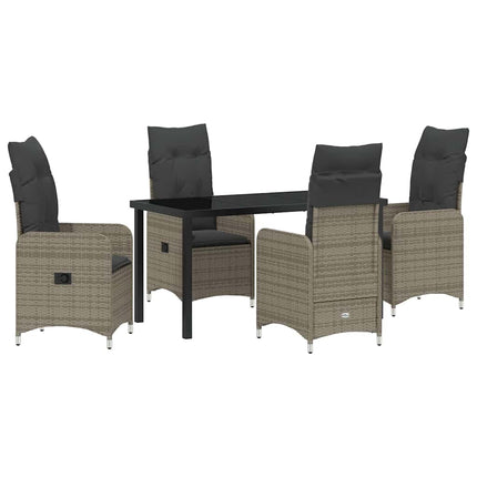 Trädgårdsmöbelset 5 pcs Grå konstrotting