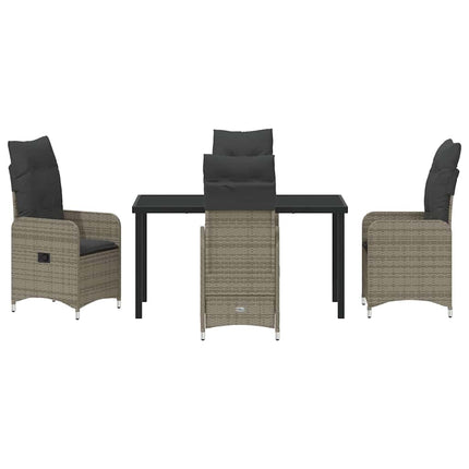 Trädgårdsmöbelset 5 pcs Grå konstrotting