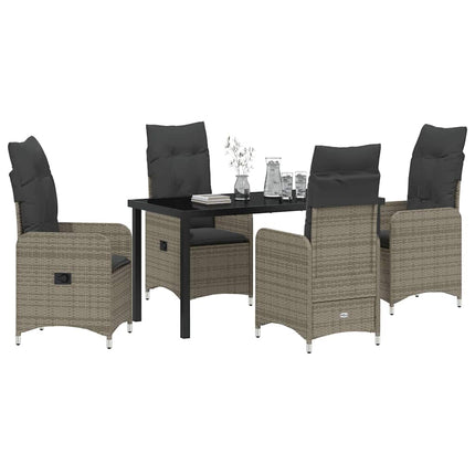 Trädgårdsmöbelset 5 pcs Grå konstrotting