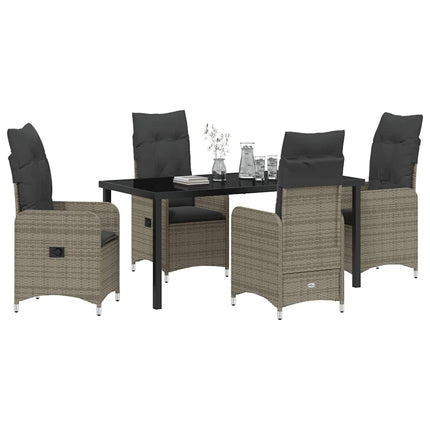 Trädgårdsmöbelset 5 pcs Grå konstrotting