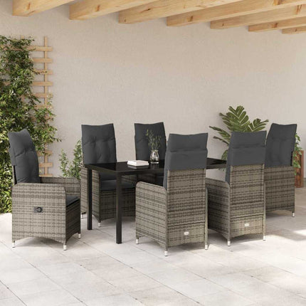 Trädgårdsmöbelset 7 pcs Grå konstrotting
