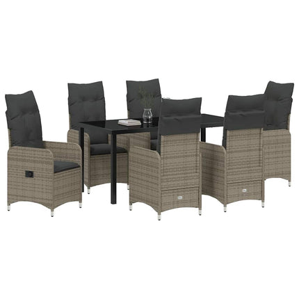 Trädgårdsmöbelset 7 pcs Grå konstrotting