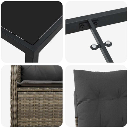 Trädgårdsmöbelset 7 pcs Grå konstrotting
