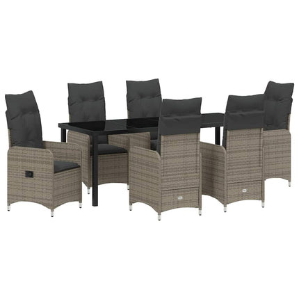 Trädgårdsmöbelset 7 pcs Grå konstrotting