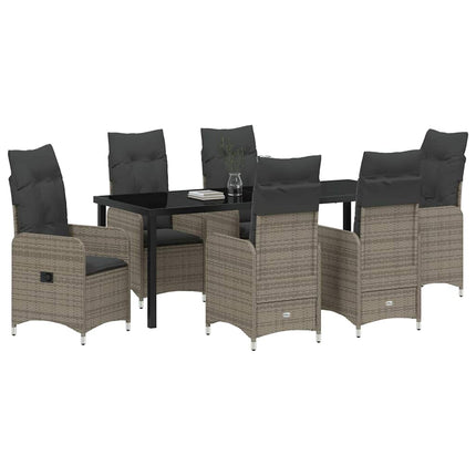 Trädgårdsmöbelset 7 pcs Grå konstrotting