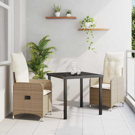 Trädgårdsmöbelset 3 pcs Beige konstrotting