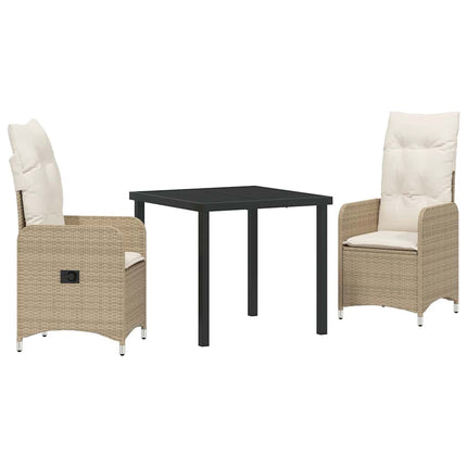 Trädgårdsmöbelset 3 pcs Beige konstrotting