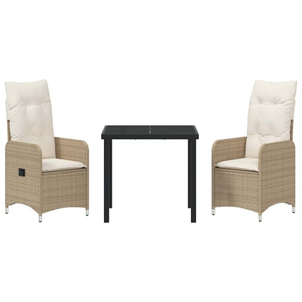 Trädgårdsmöbelset 3 pcs Beige konstrotting