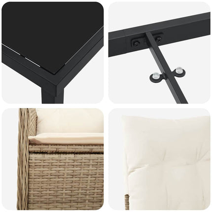 Trädgårdsmöbelset 5 pcs Beige konstrotting