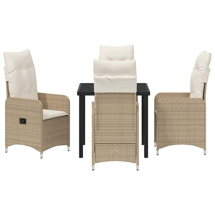 Trädgårdsmöbelset 5 pcs Beige konstrotting