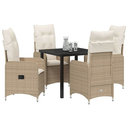 Trädgårdsmöbelset 5 pcs Beige konstrotting