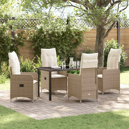 Trädgårdsmöbelset 5 pcs Beige konstrotting