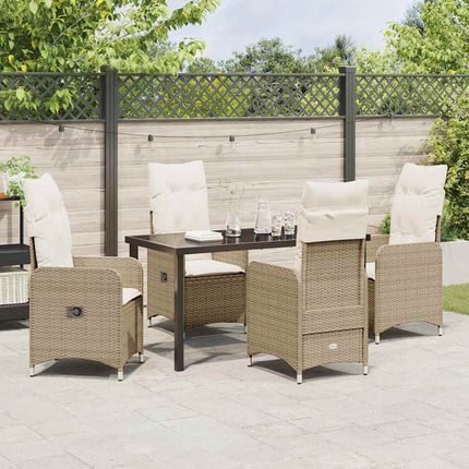 Trädgårdsmöbelset 5 pcs Beige konstrotting