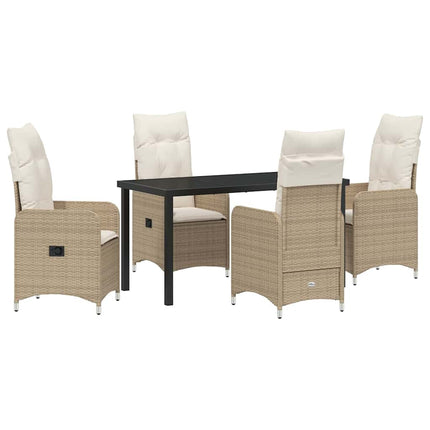 Trädgårdsmöbelset 5 pcs Beige konstrotting