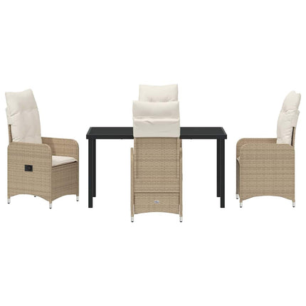 Trädgårdsmöbelset 5 pcs Beige konstrotting