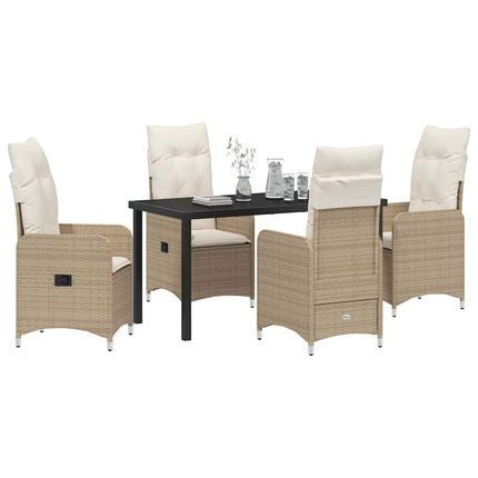 Trädgårdsmöbelset 5 pcs Beige konstrotting