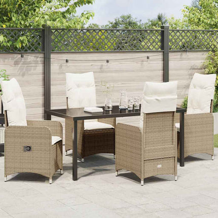 Trädgårdsmöbelset 5 pcs Beige konstrotting