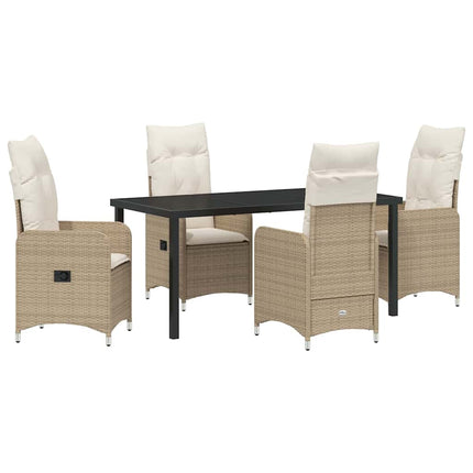 Trädgårdsmöbelset 5 pcs Beige konstrotting