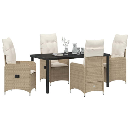 Trädgårdsmöbelset 5 pcs Beige konstrotting
