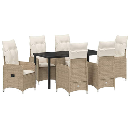 Trädgårdsmöbelset 7 pcs Beige konstrotting