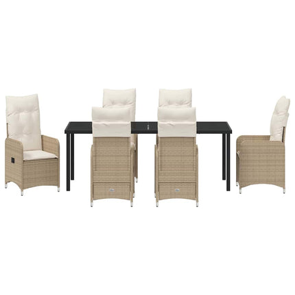 Trädgårdsmöbelset 7 pcs Beige konstrotting