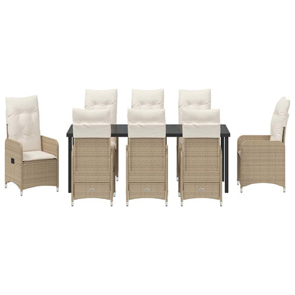 Trädgårdsmöbelset 9 pcs Beige konstrotting