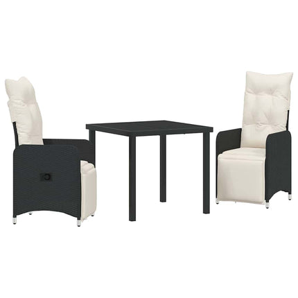 Trädgårdsmöbelset 3 pcs Svart konstrotting
